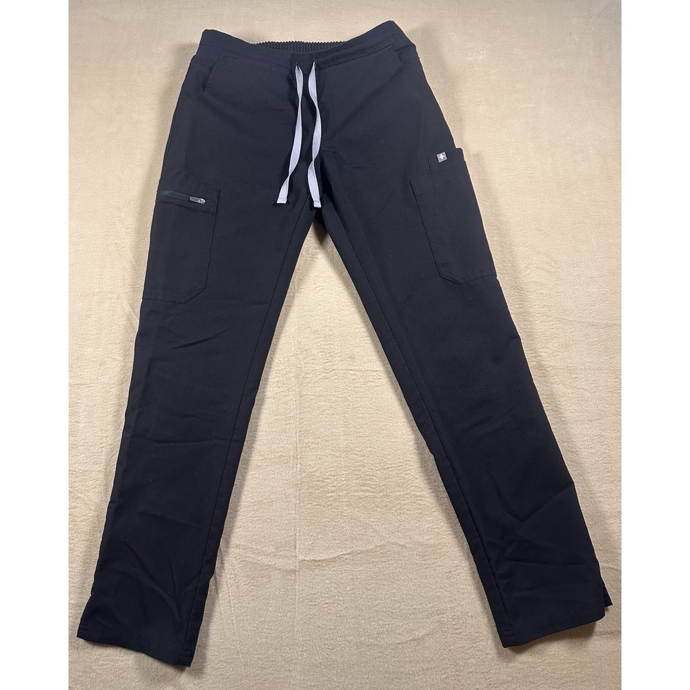 FIGS Technical Collection Scrub Pants Womens XS Black Cargo Drawstring